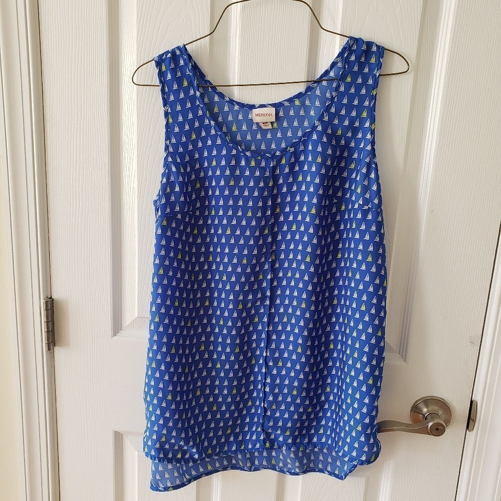MERONA Sleeveless Sailorboat Design Blouse